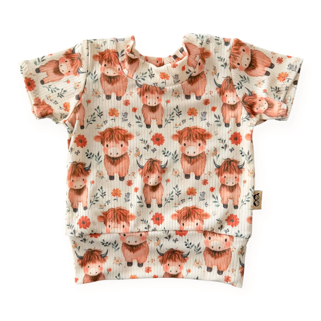 Highland Cow Blooms Ribbed Top - Short, Long or Sleeveless