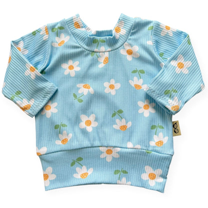 Blue Sky Daisies Ribbed Lounge Set
