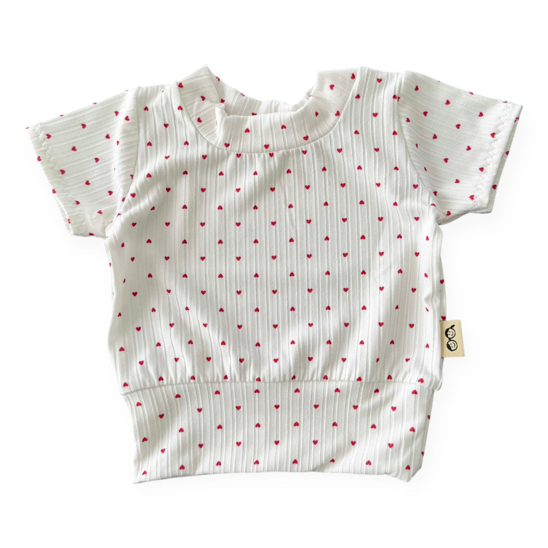 Little Red Hearts Ribbed Top - Short, Long or Sleeveless