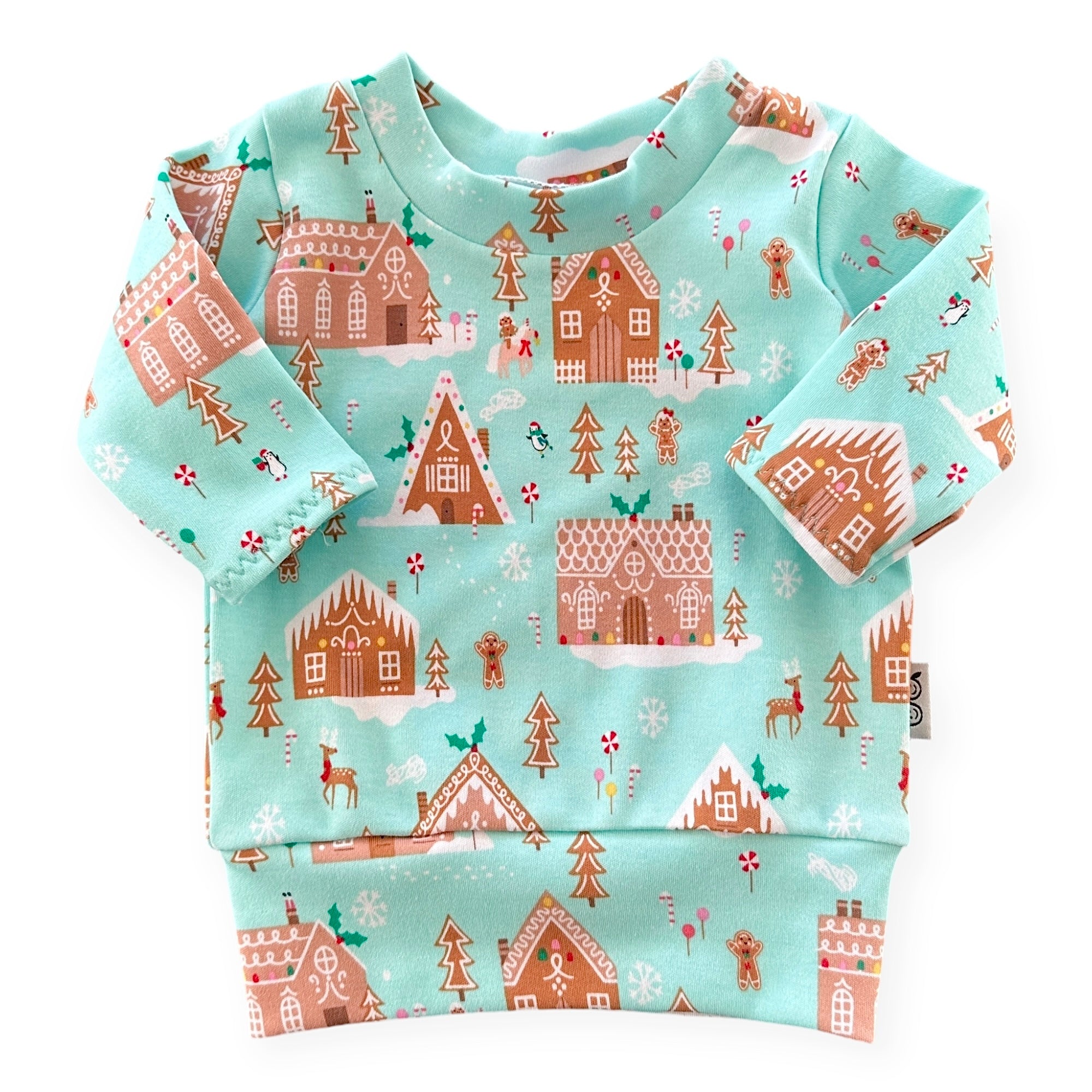 Mint Gingerbread Village Lounge Top 