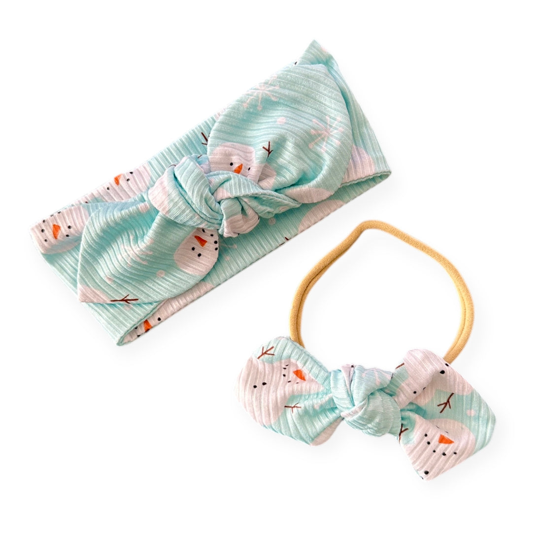 Frosty Mint Snowman Ribbed Headbands