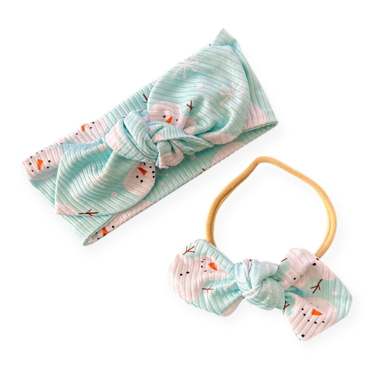 Frosty Mint Snowman Ribbed Headbands