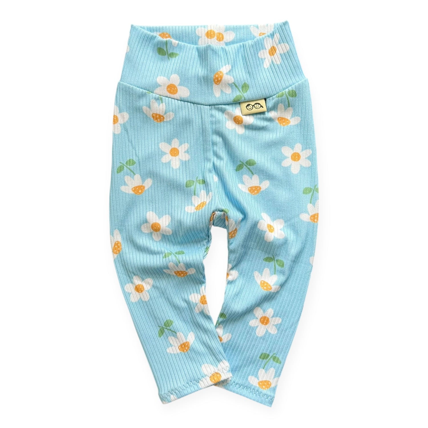 Blue Sky Daisies Ribbed Leggings