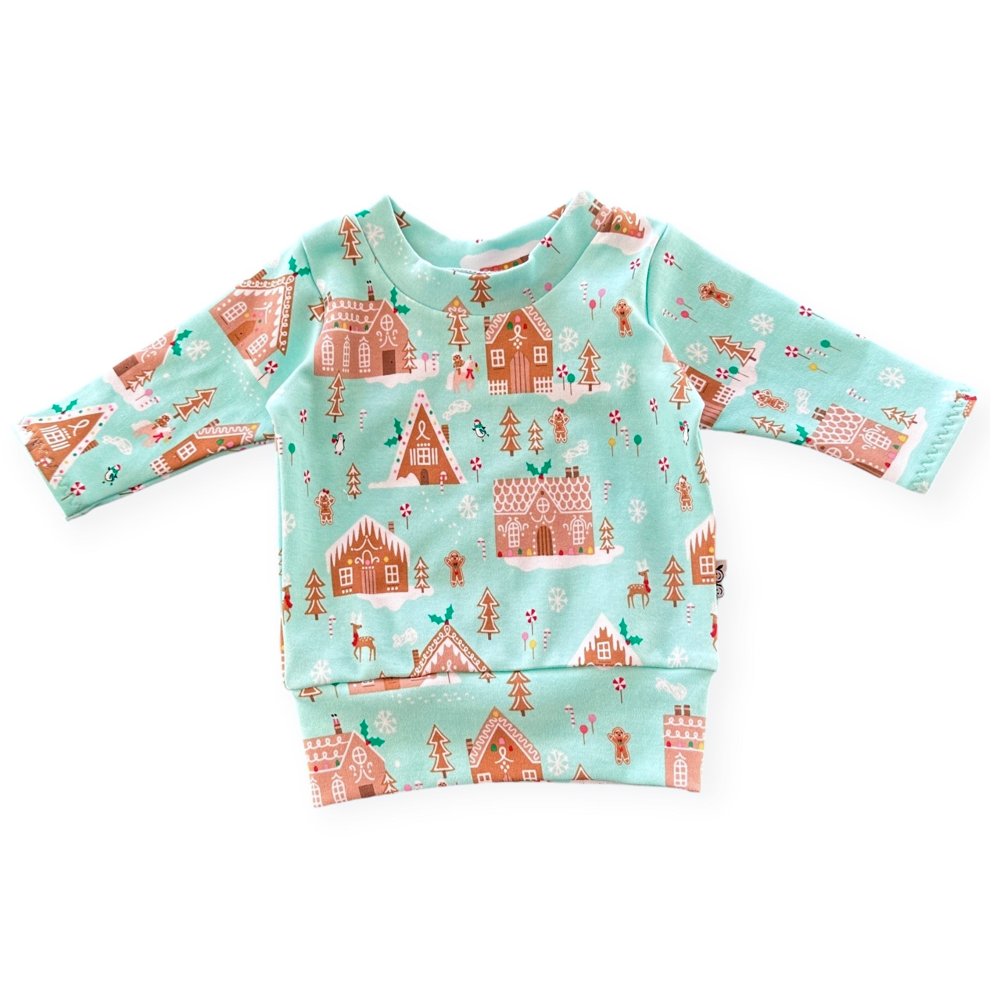 Mint Gingerbread Village Lounge Top 