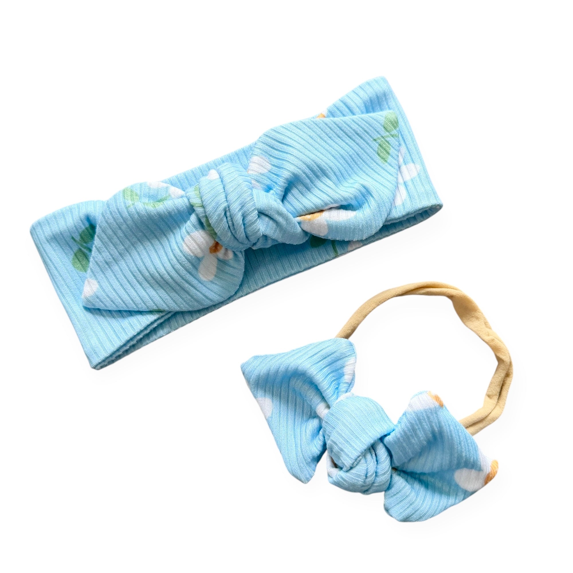 Blue Sky Daisies Ribbed Headbands
