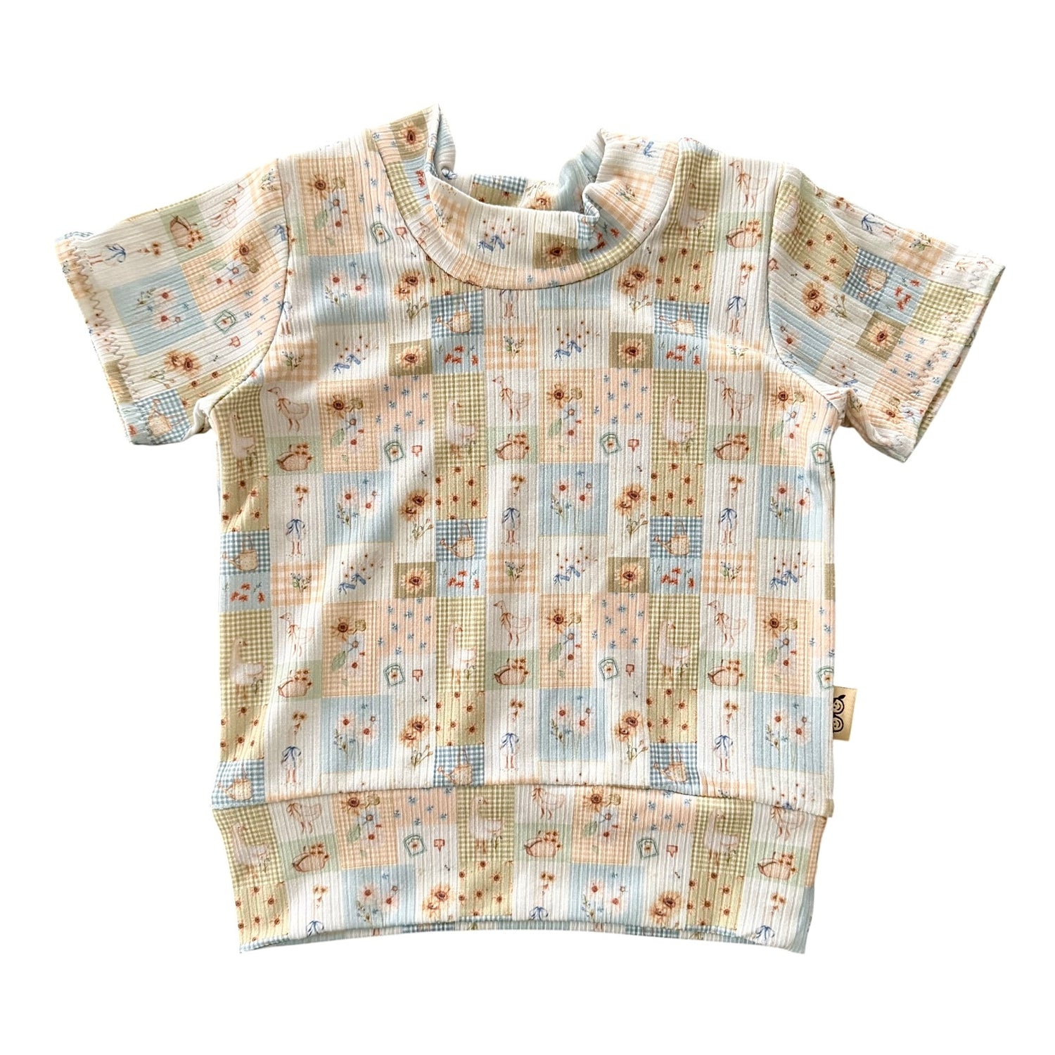 Sunflower Patchwork Ribbed Top - Short, Long or Sleeveless