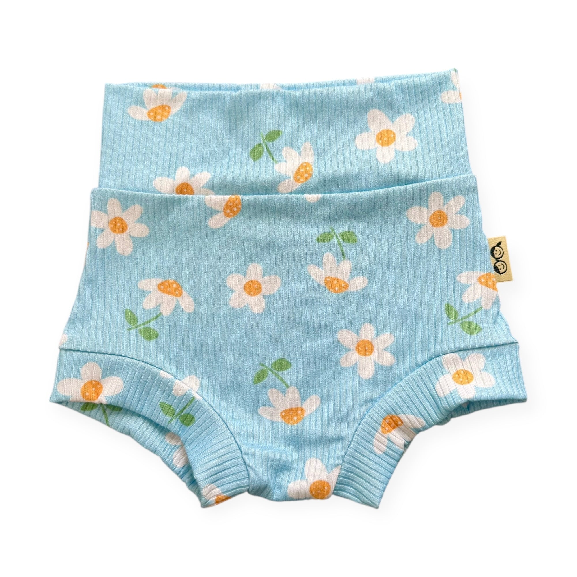 Blue Sky Daisies Ribbed Bummies &amp; Biker Shorts