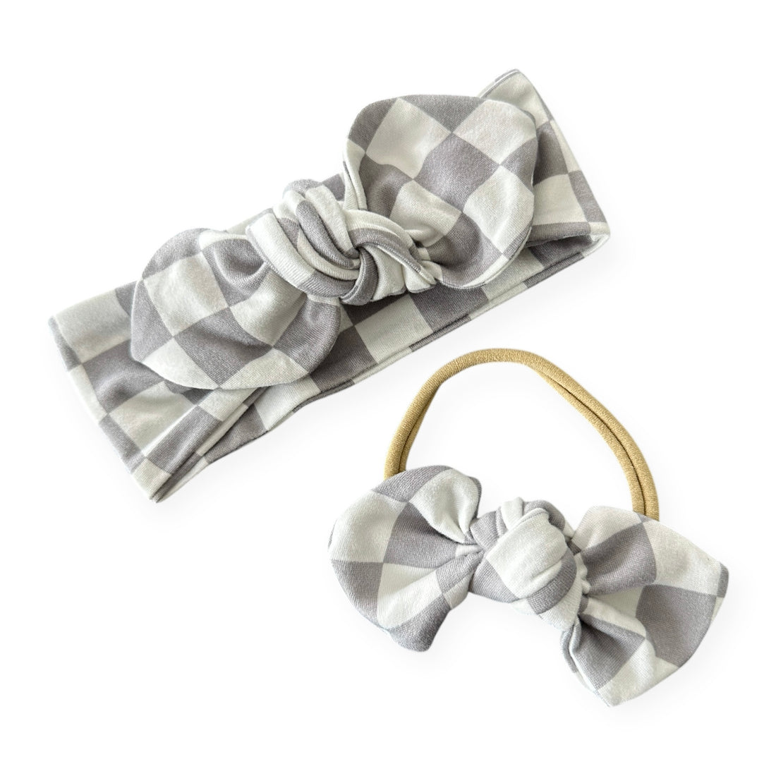 Grey Retro Checkered Headbands
