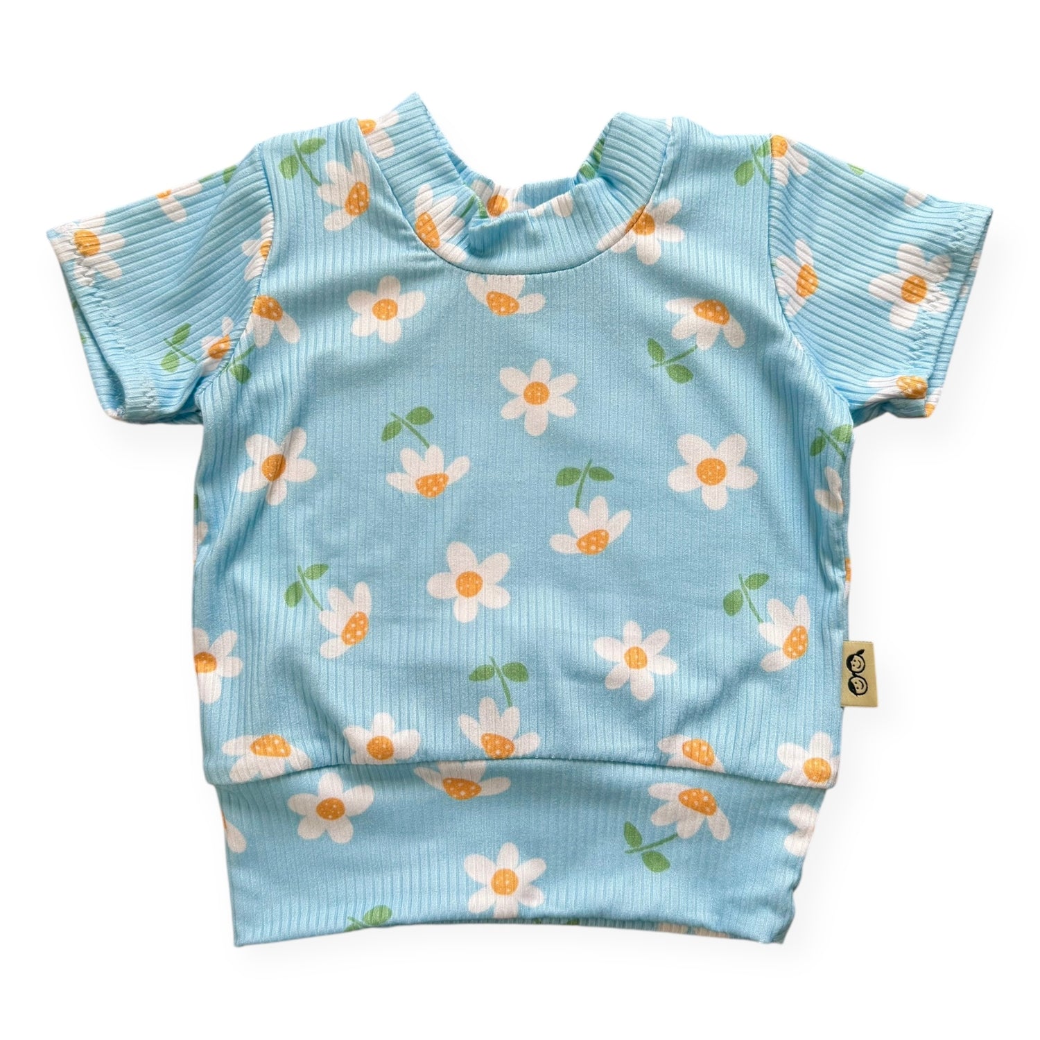 Blue Sky Daisies Ribbed Top - Short, Long or Sleeveless