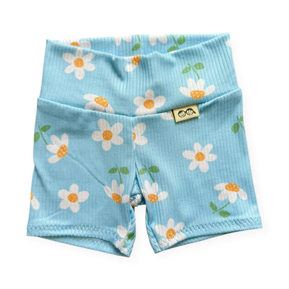 Blue Sky Daisies Ribbed Bummies &amp; Biker Shorts