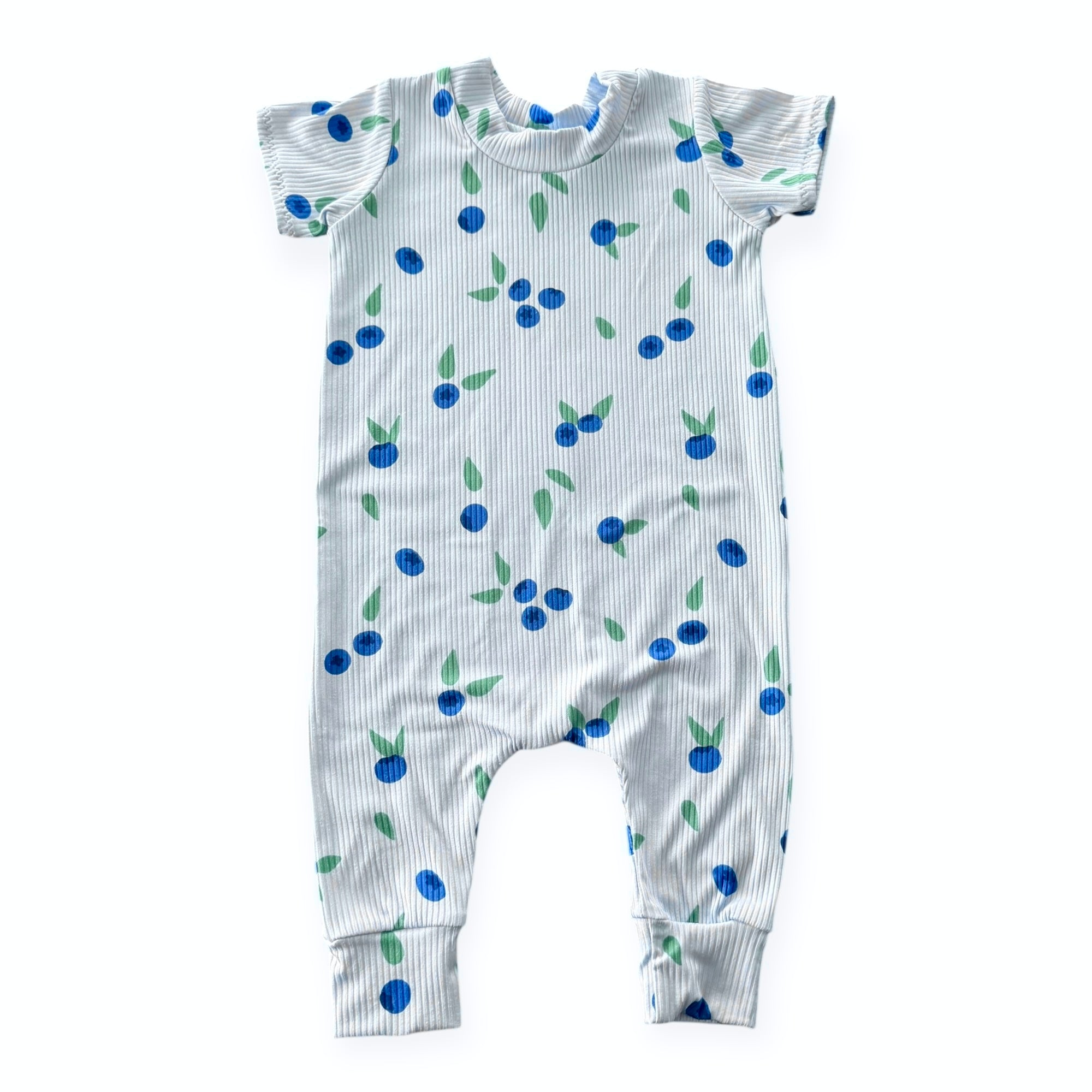 Blueberry Breeze Ribbed Harem Romper