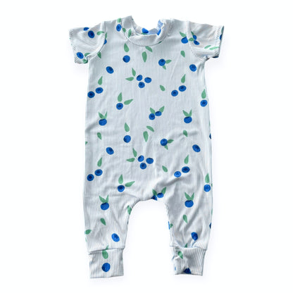 Blueberry Breeze Ribbed Harem Romper