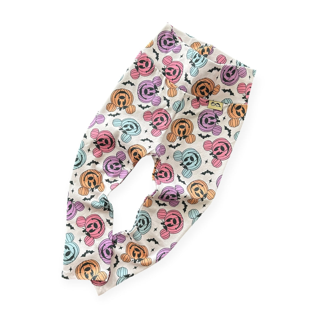 Toddler Girl Leggings with colorful pumpkins pattern on a white background