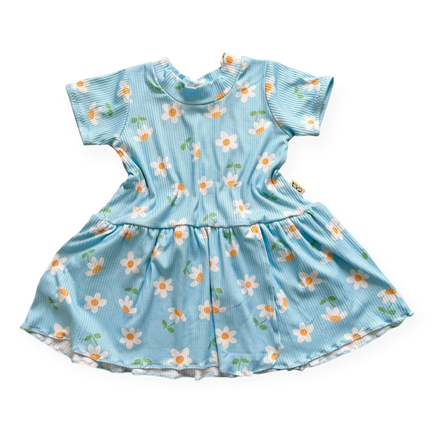 Blue Sky Daisies Ribbed Dress