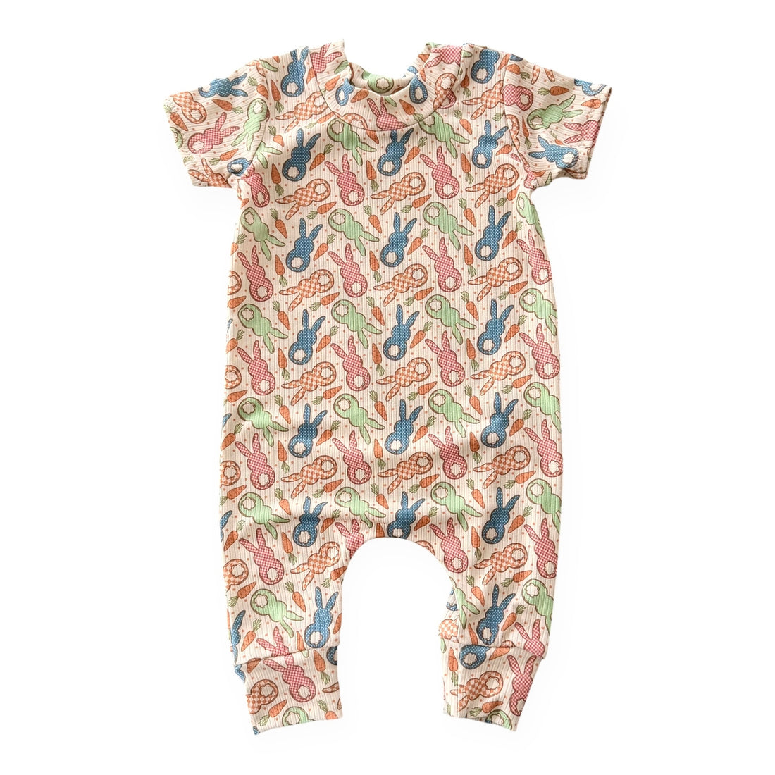 Gingham Easter Bunnies Ribbed Harem Romper