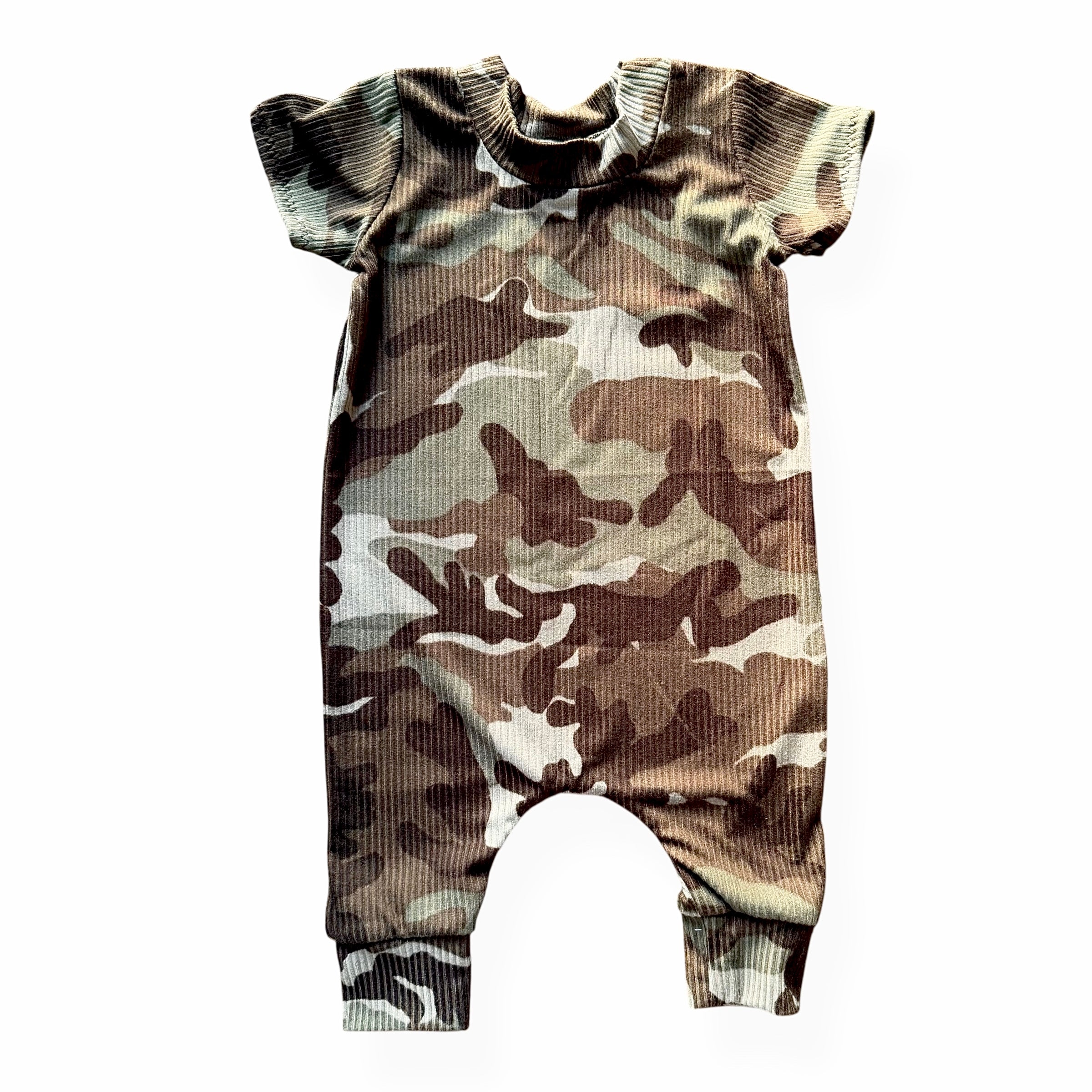 Woodland Camo Ribbed Harem Romper