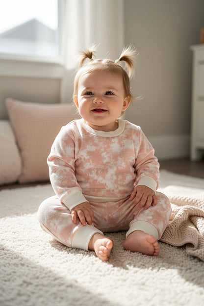 Peach Cloud Tie-Dye Lounge Set