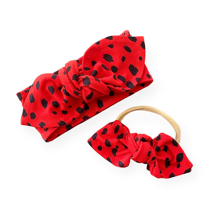 Red Brush Spots Leggings and/or Headbands