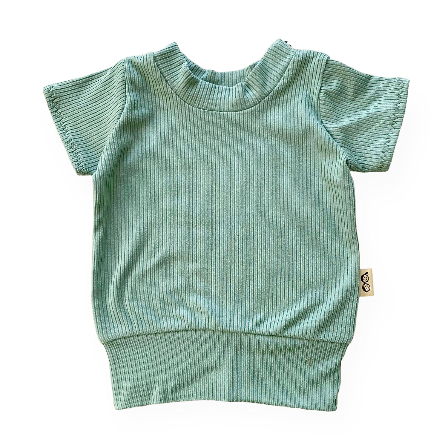 Sea Spray Ribbed Summer Lounge Top in a soft green hue, featuring short sleeves and a lightweight, breathable design perfect for warm weather.