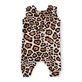 Taupe Leopard Ribbed Harem Romper