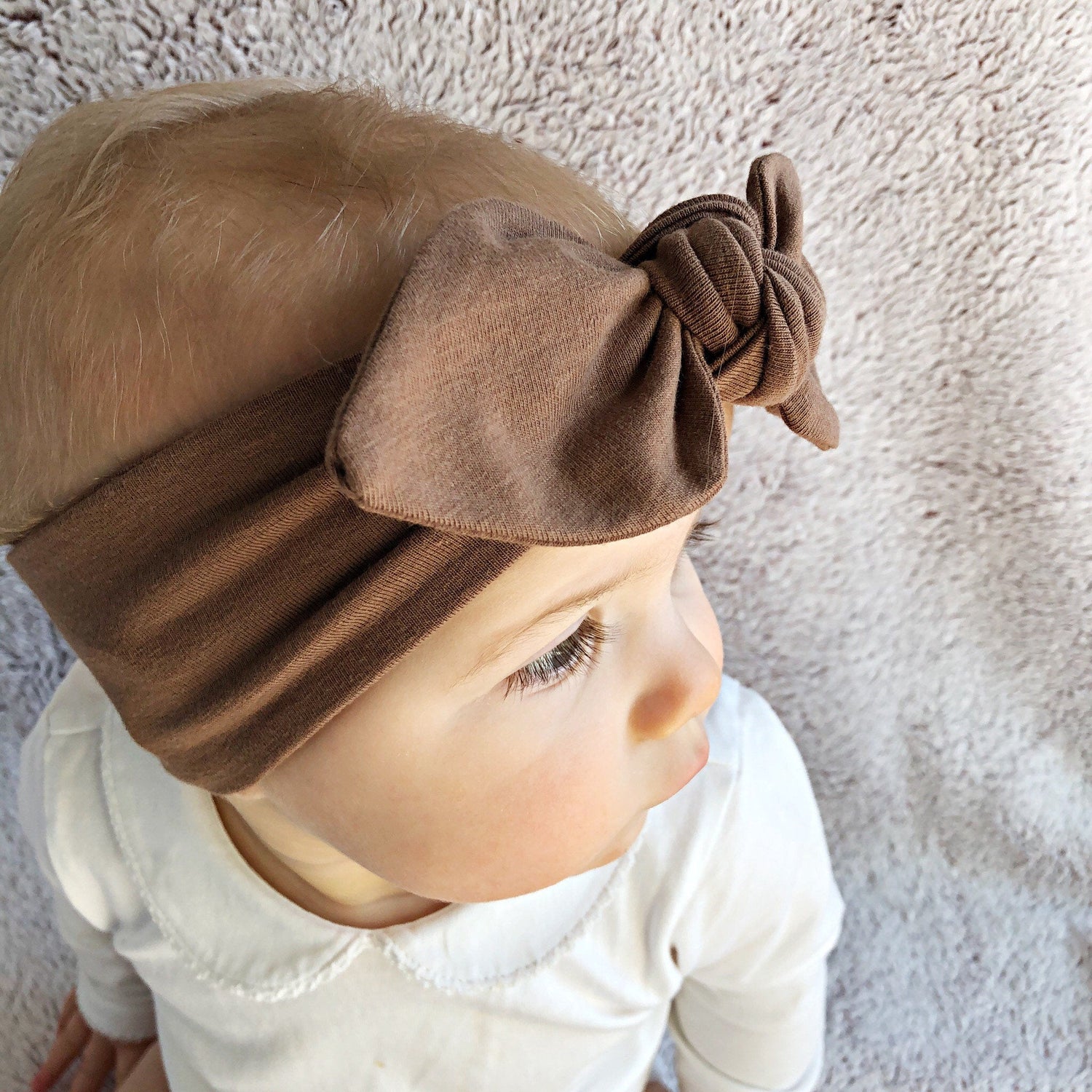 Baby Girl in Mocha Top Knot Headband