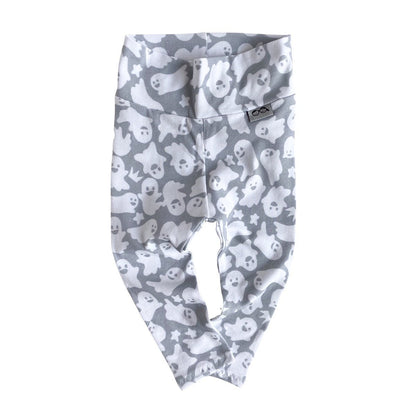 Grey and White Tossed Ghosts Leggings