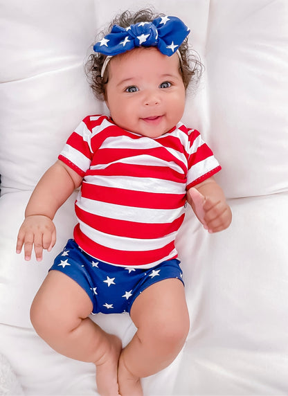 Red/White Stripe and Navy Stars Summer Lounge Set