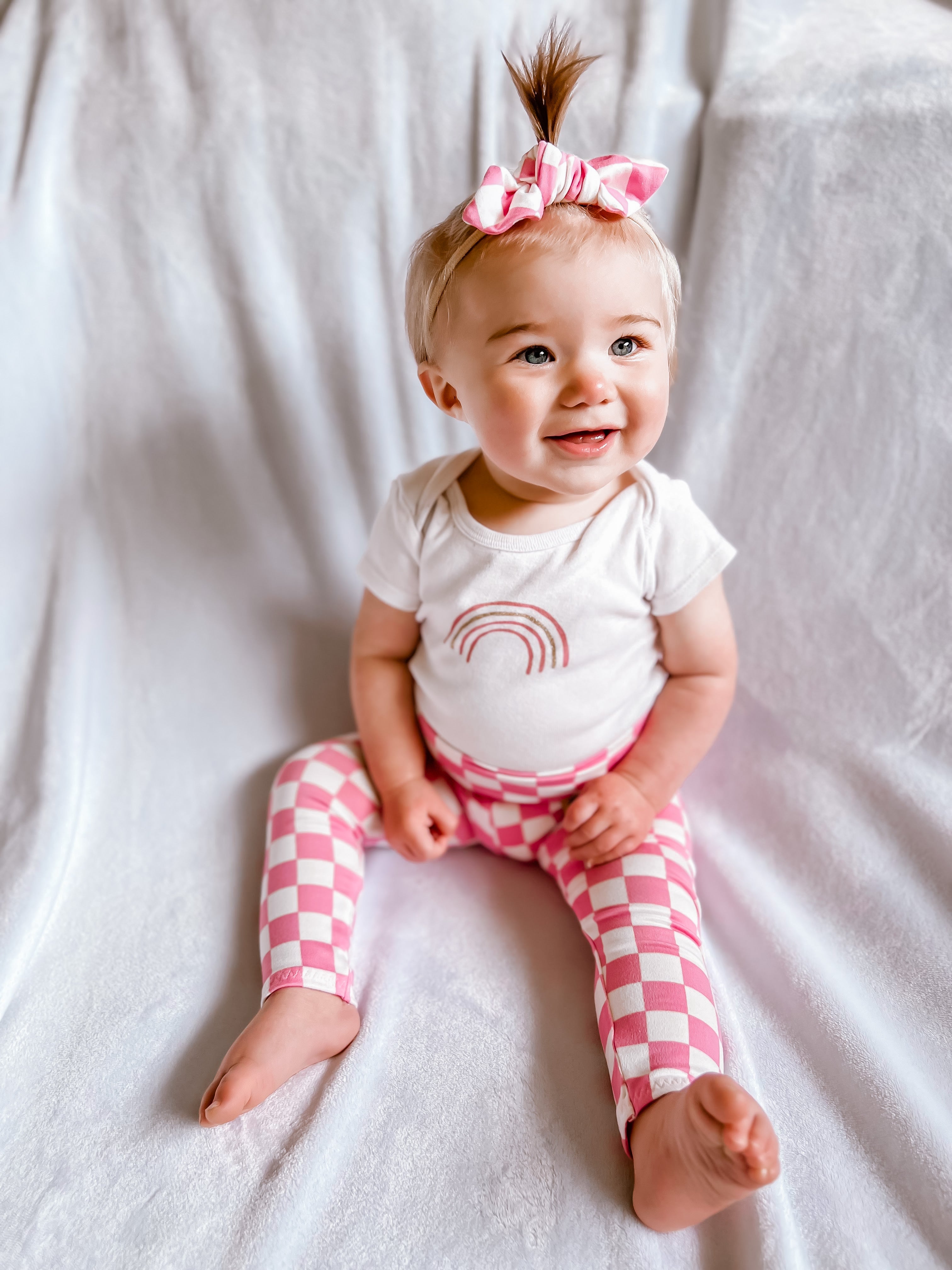 Pink Retro Checkered Headbands