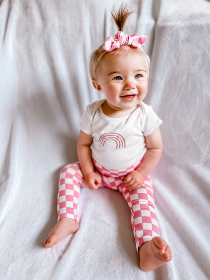 Pink Retro Checkered Headbands