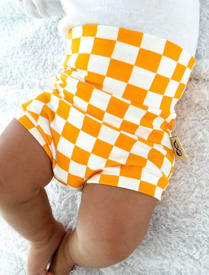 Yellow Retro Checkered Bummies and/or Headbands