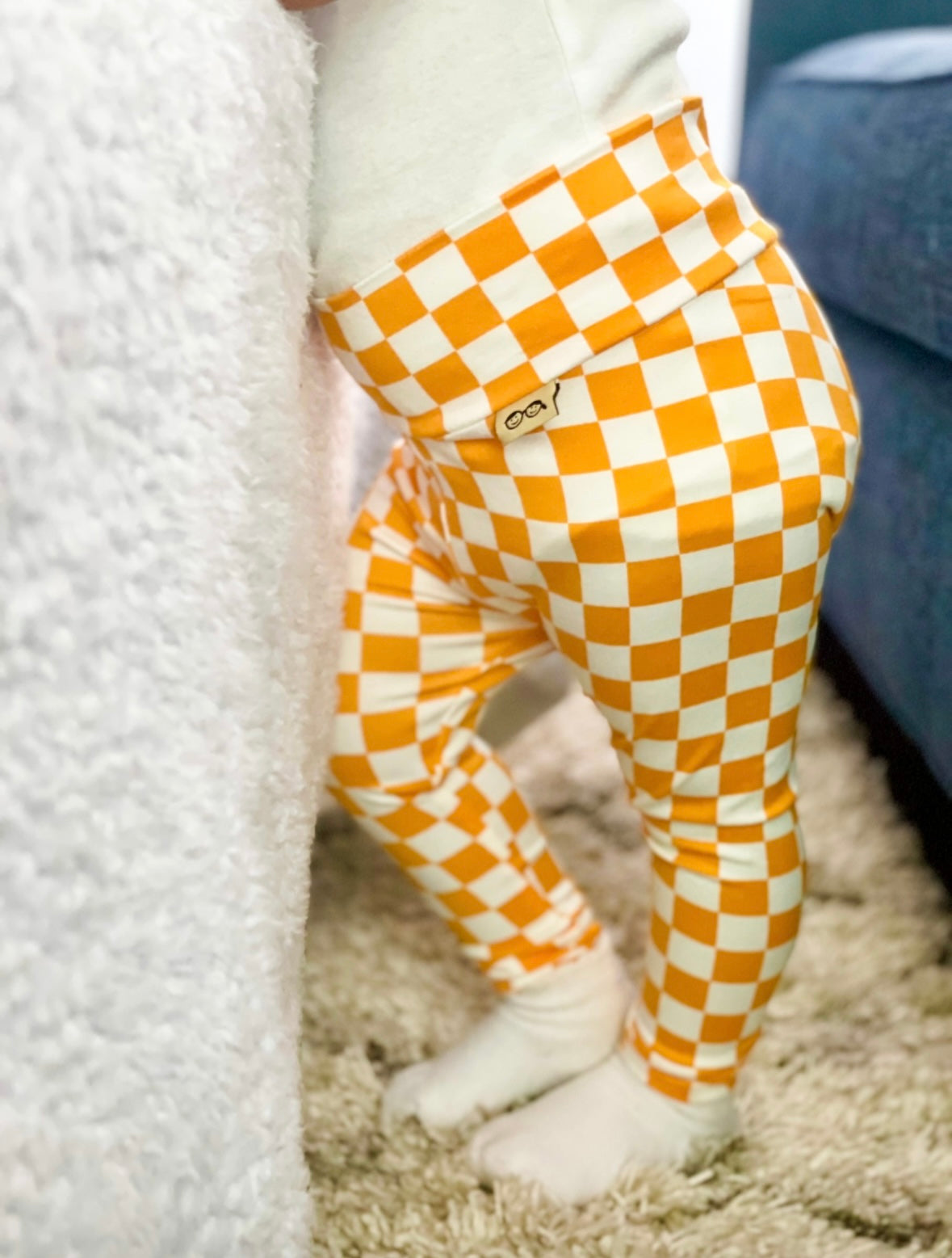 Yellow Retro Checkered Leggings and/or Headbands