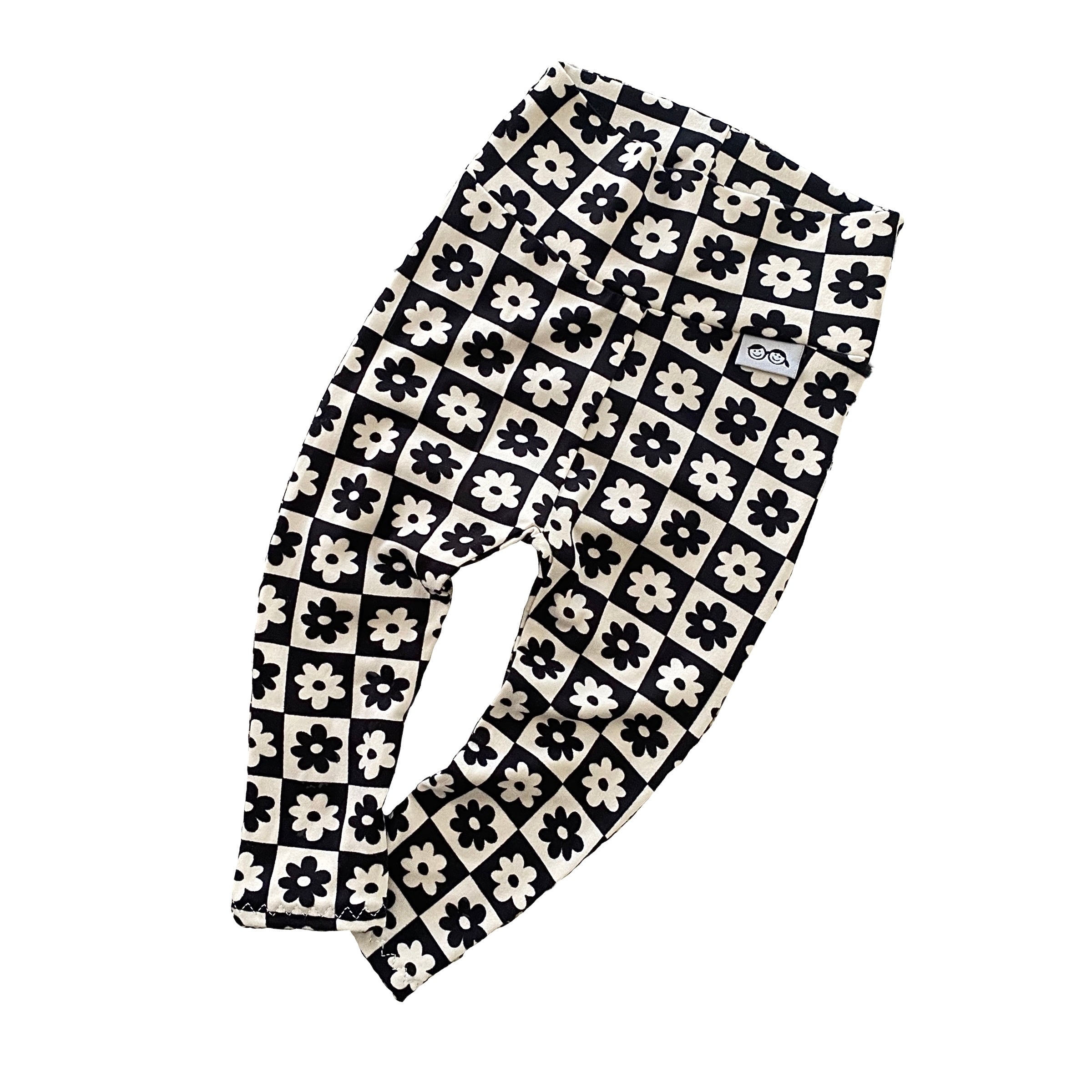 Black and Ivory Checkered Florals Leggings and/or Headbands