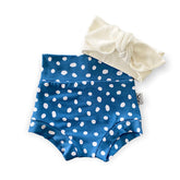 Blue White Abstract Dots Bummies with White Headband