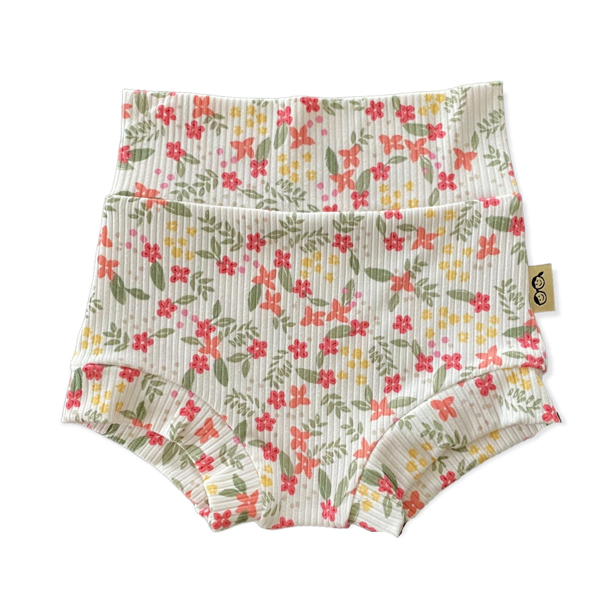 Colorful Dainty Flowers on White Ribbed Summer Lounge Set