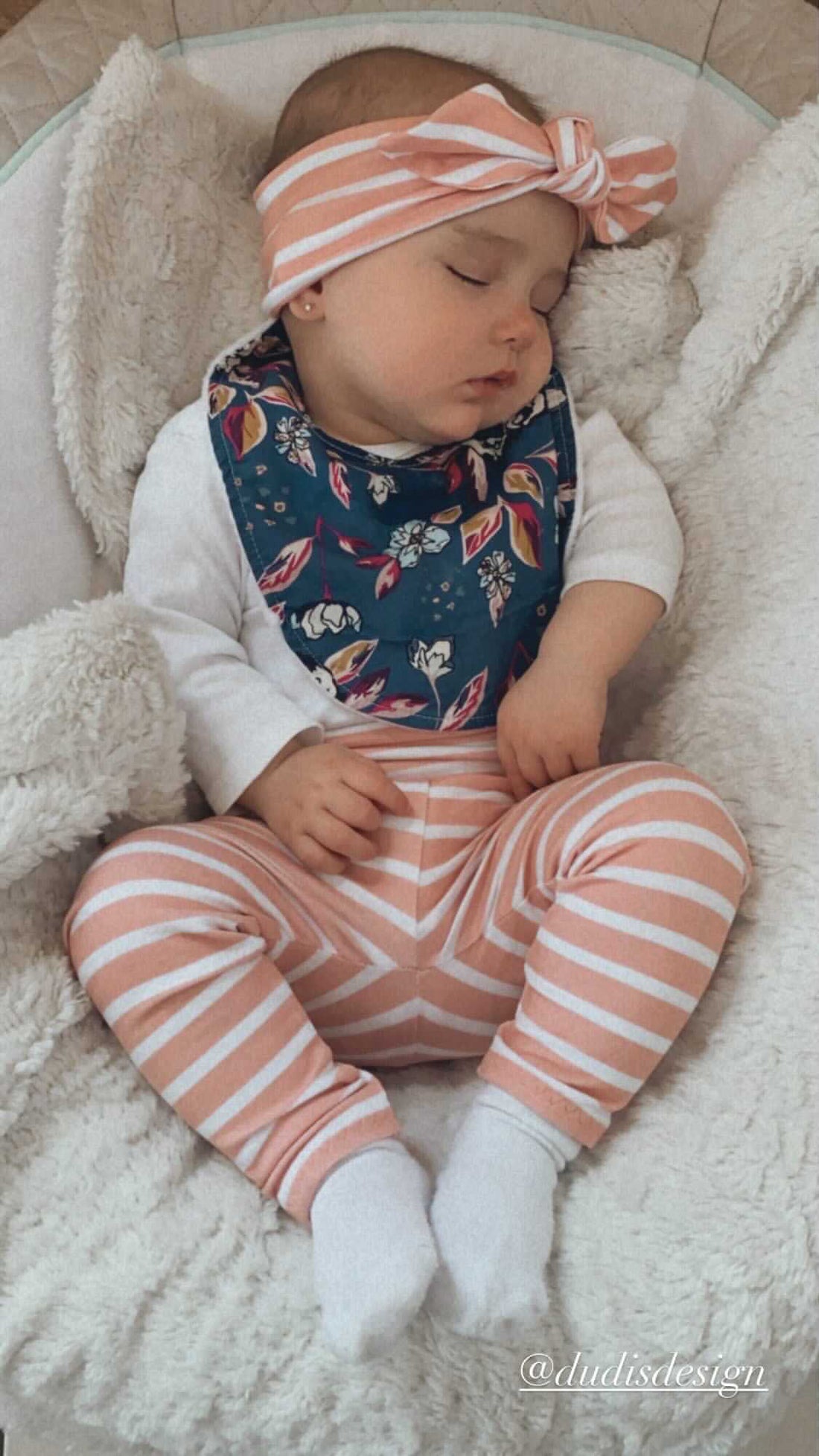 Blush Pink Striped Leggings and/or Headbands