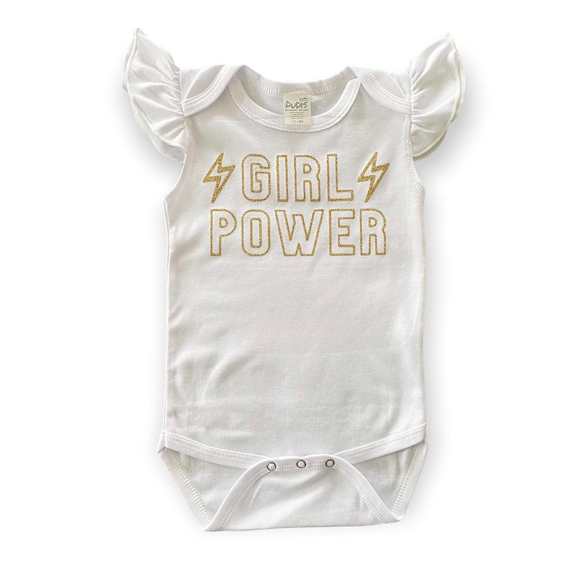 Girl Power Bodysuit with Girl Power in Gold Glitter