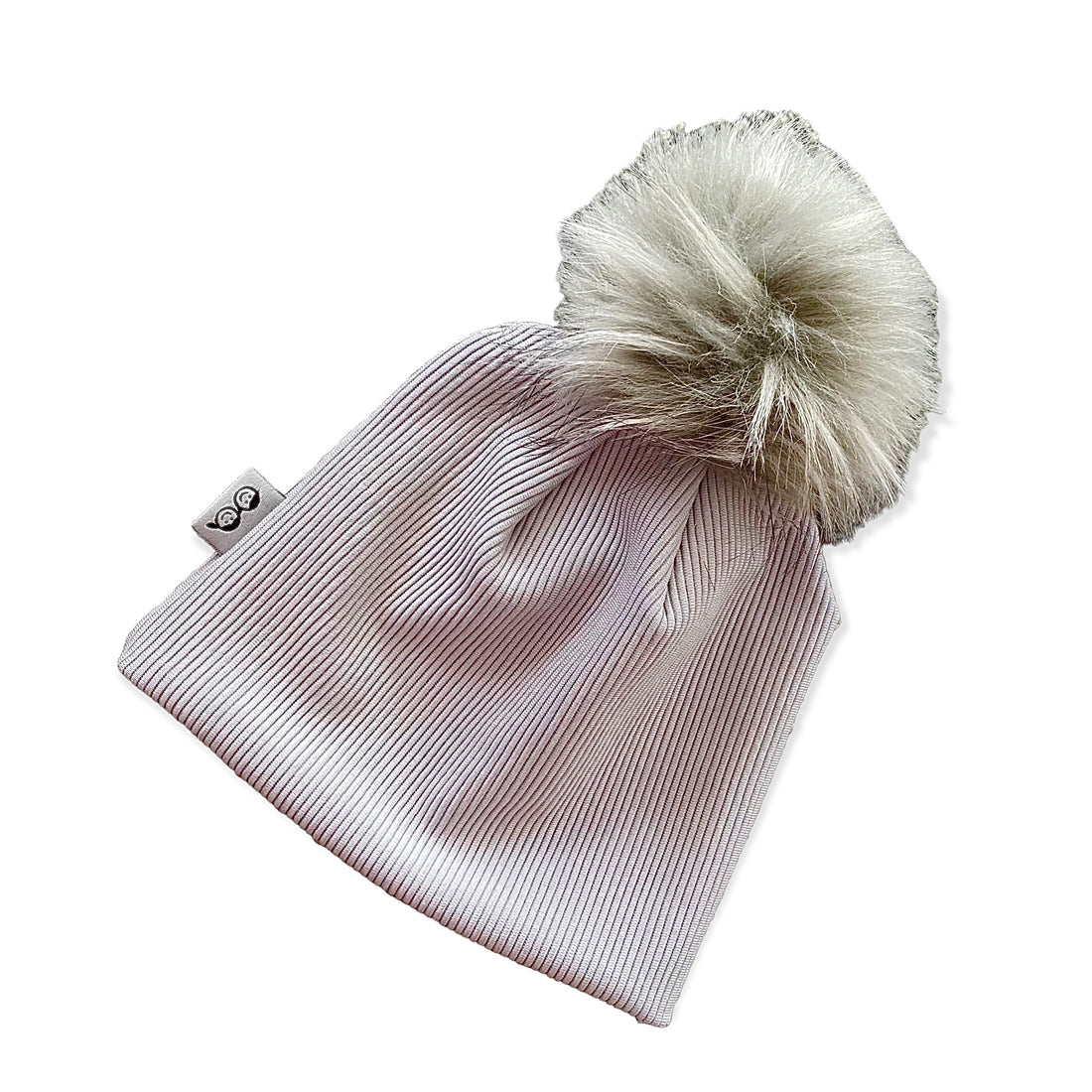 Grey Ribbed Faux Fur Pom Pom Hat and Infinity Scarf