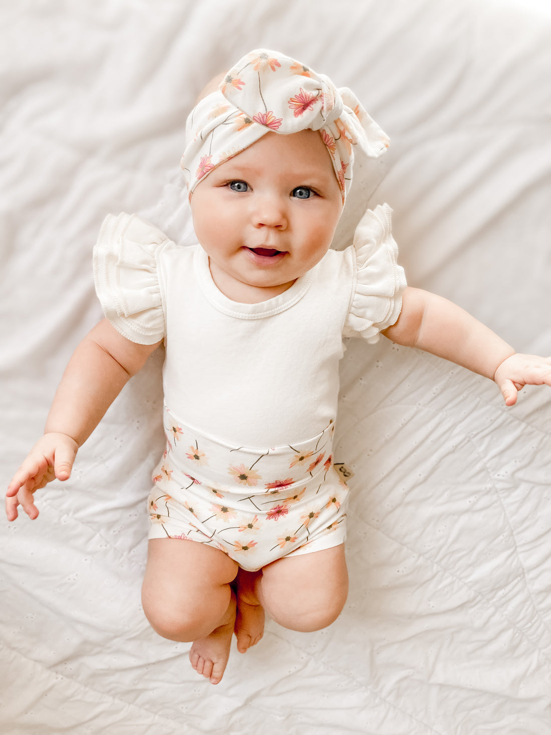 Cream Floral Bummies and/or Headbands