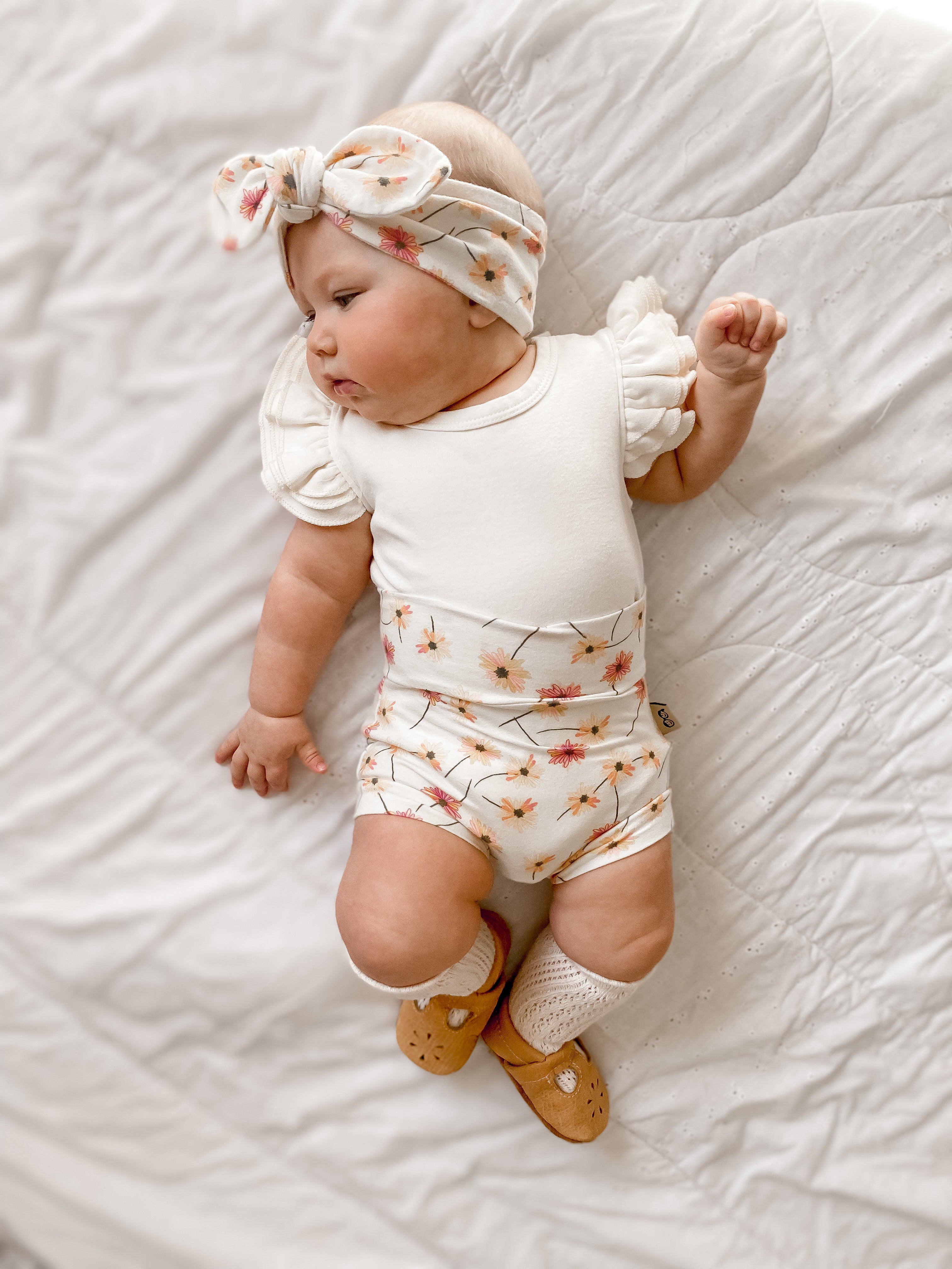 Cream Floral Bummies and/or Headbands