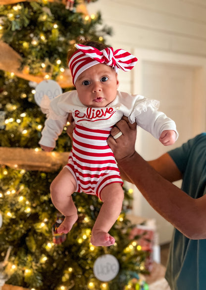 Red and White Stripes Christmas Bummies and/or Headbands