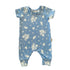 Minimal Floral Blue Ribbed Harem Romper