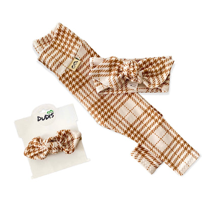 Neutral Plaid Leggings and/or Headbands