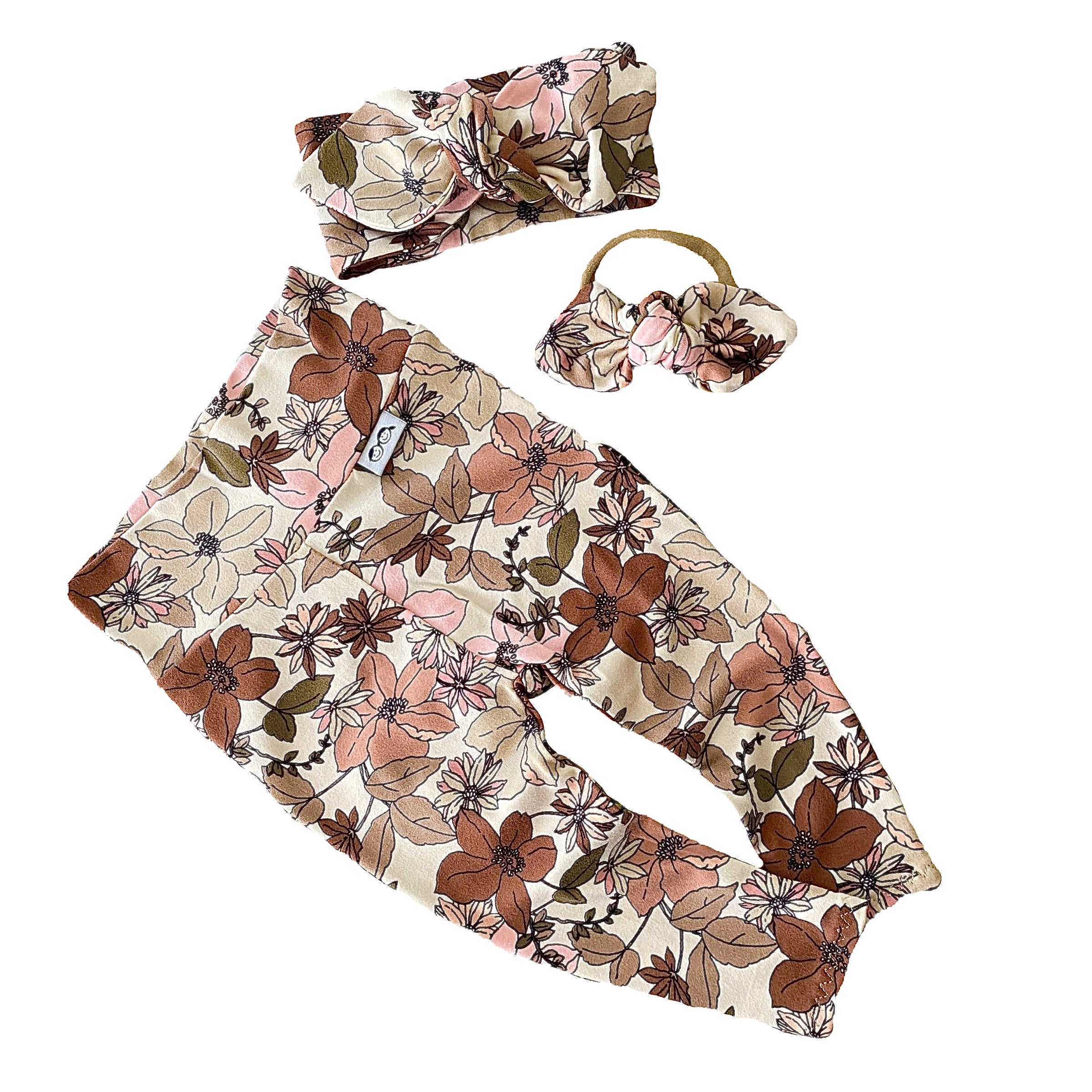 Nude Boho Florals Leggings and/or Headbands