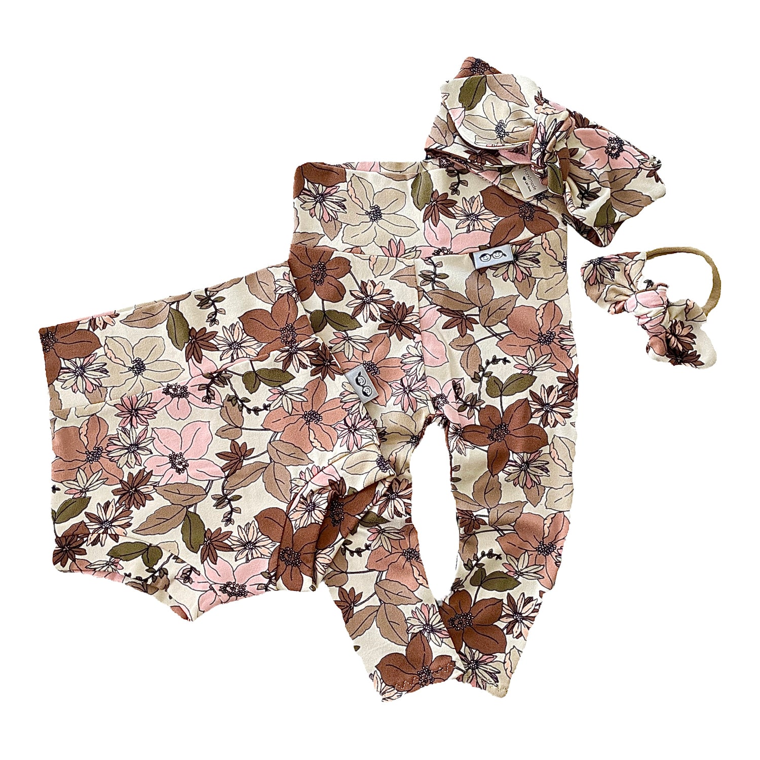 Nude Boho Florals Bummies and/or Headbands