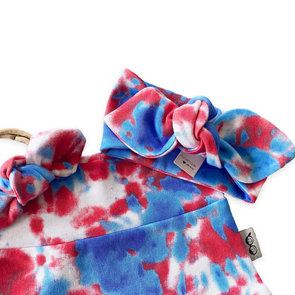 Patriotic Red and Blue Tie Dye Bummies and/or Headbands