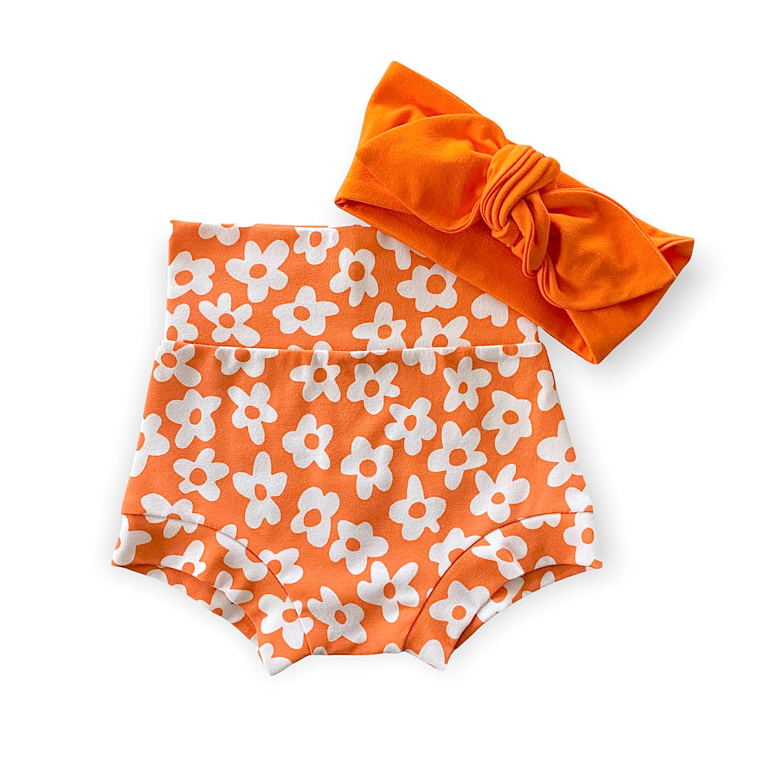 Peach Windy Flower Mix and Match Bummies and Orange Headband