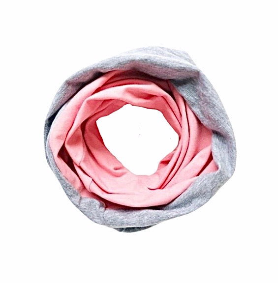 Grey &amp; Pink Reversible - Infinity Scarf