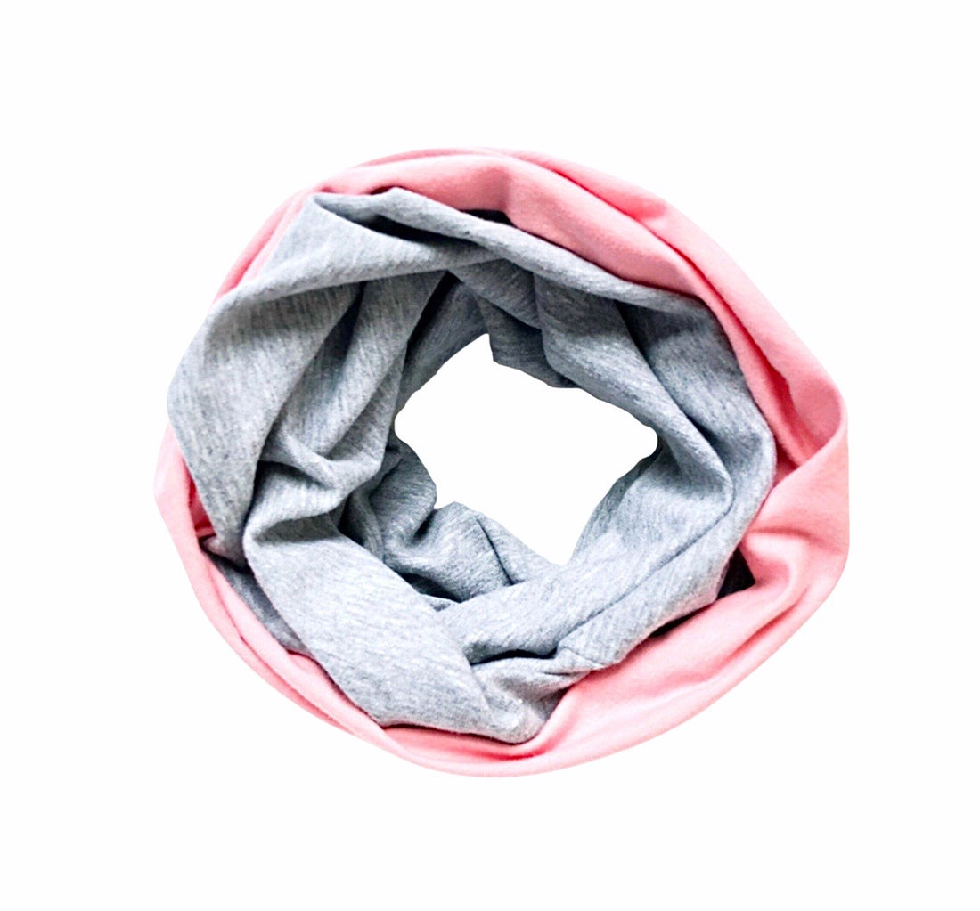 Grey & Pink Reversible - Infinity Scarf