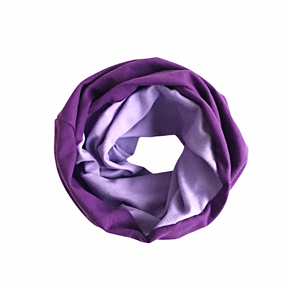 Purple &amp; Lilac reversible scarf - Infinity Scarf