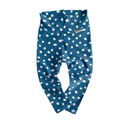 Blue White Abstract Dots Leggings